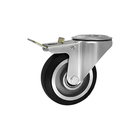 Koło aluminiowo-gumowe 100 mm w obudowie z otworem i hamulcem A17GH/10