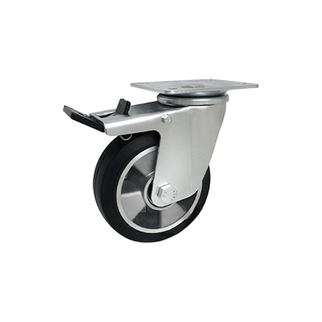 Koło aluminiowo-gumowe 125 mm w obudowie skrętnej z hamulcem A25GWH