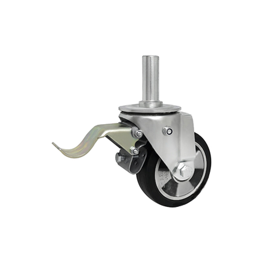 Koło aluminiowo-gumowe 125 mm w obudowie z trzpieniem ø25x65 i hamulcem A26GH*25