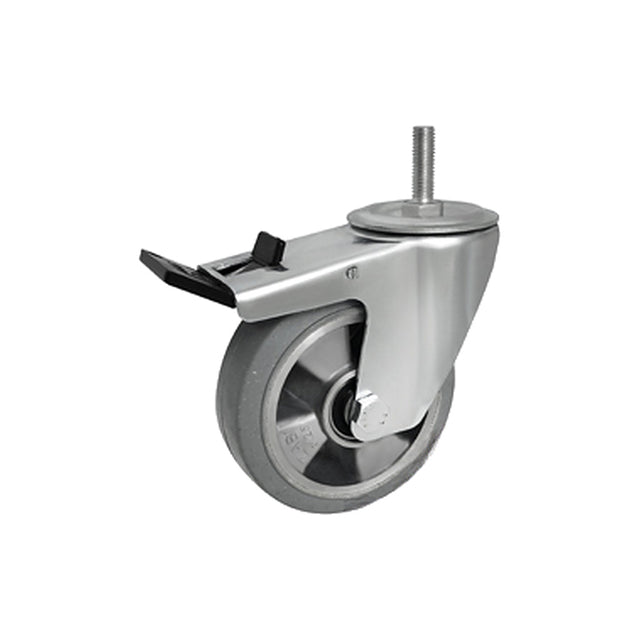 Koło aluminiowo-gumowe 125 mm w obudowie z trzpieniem M12x35 i hamulcem A26MGSH*M12