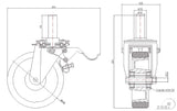 Koło aluminiowo-poliuretanowe 160 mm w obudowie z trzpieniem ø32x56 i hamulcem A46PH*32, rysunek techniczny