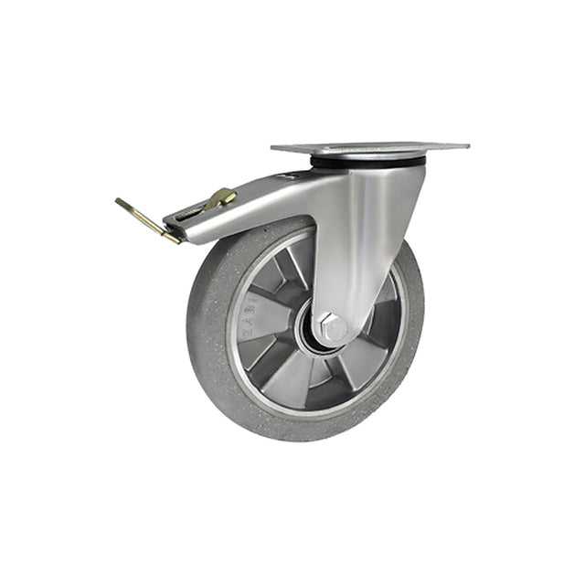 Koło aluminiowo-gumowe 200 mm w obudowie skrętnej z hamulcem A65GSWH