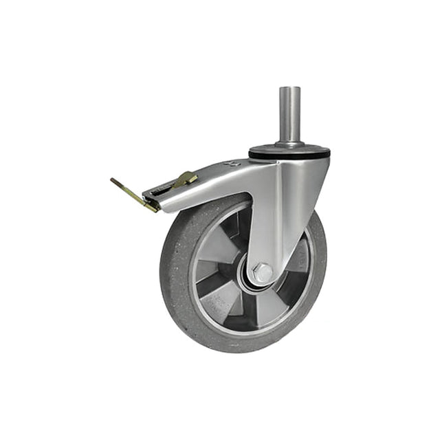 Koło aluminiowo-gumowe 200 mm w obudowie z trzpieniem ø27x65 i hamulcem A66GSH*27