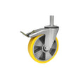 Koło aluminiowo-poliuretanowe 200 mm w obudowie z trzpieniem ø25x65 i hamulcem A66PH*25