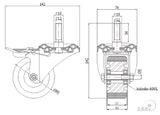 Koło aluminiowo-poliuretanowe 80 mm w obudowie z trzpieniem M12x35 i hamulcem A7PH*M12, rysunek techniczny