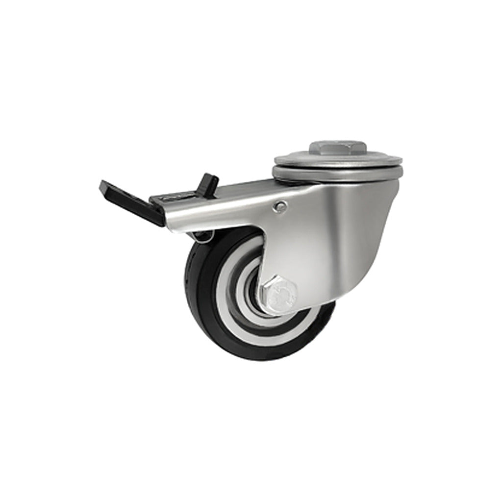 Koło aluminiowo-gumowe 80 mm w obudowie z otworem i hamulcem A8GWH
