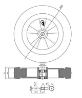 Koło do kosiarki 250 mm z zestawem montażowym K250Ł*M8, rysunek techniczny z wymiarami