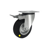 Koło elektrostatyczne metalowo-gumowe 125 mm w obudowie skrętnej z hamulcem 25MH-AS