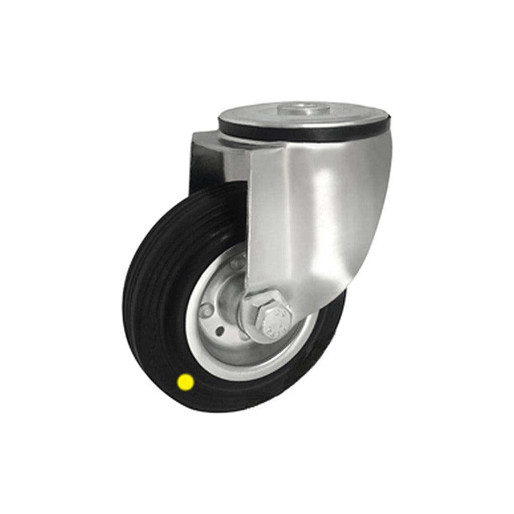 Koło elektrostatyczne metalowo-gumowe 125 mm w obudowie skrętnej z otworem 27-AS