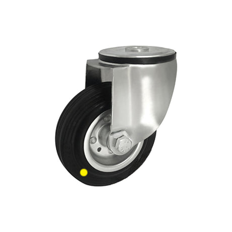 Koło elektrostatyczne metalowo-gumowe 125 mm w obudowie skrętnej z otworem 27-AS