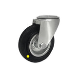 Koło elektrostatyczne metalowo-gumowe 125 mm w obudowie skrętnej z otworem 27M/10-AS