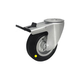 Koło elektrostatyczne metalowo-gumowe 125 mm w obudowie z otworem i hamulcem 27MH/10-AS