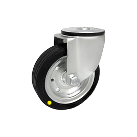 Koło elektrostatyczne metalowo-gumowe 140 mm w obudowie skrętnej z otworem 37-AS