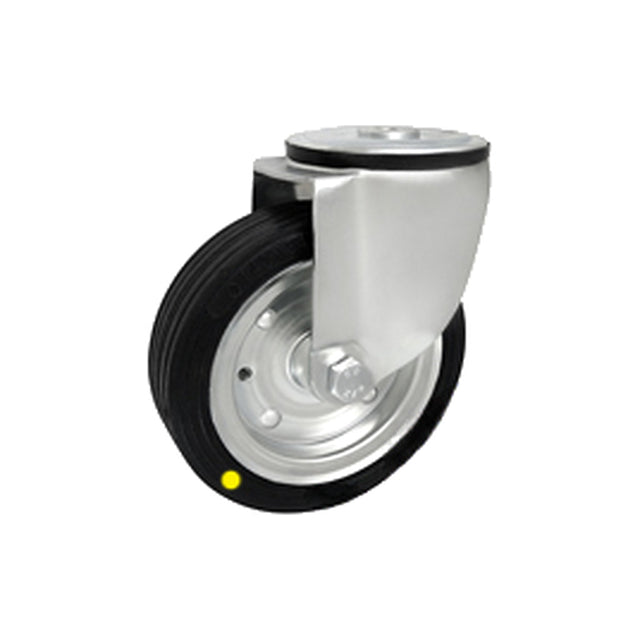 Koło elektrostatyczne metalowo-gumowe 140 mm w obudowie skrętnej z otworem 37-AS