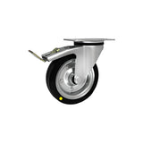 Koło elektrostatyczne metalowo-gumowe 160 mm w obudowie skrętnej z hamulcem 45NWH-AS