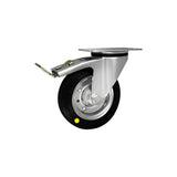 Koło elektrostatyczne metalowo-gumowe 160 mm w obudowie skrętnej z hamulcem 45WH-AS