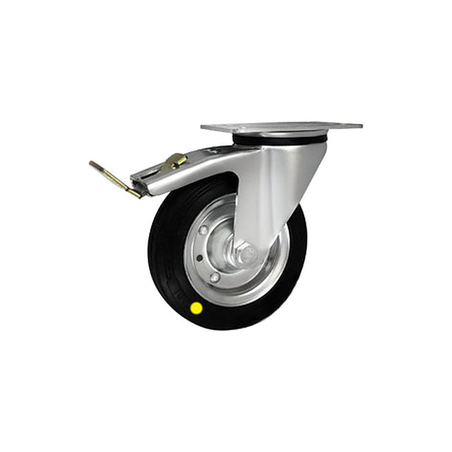 Koło elektrostatyczne metalowo-gumowe 160 mm w obudowie skrętnej z hamulcem 45WH-AS