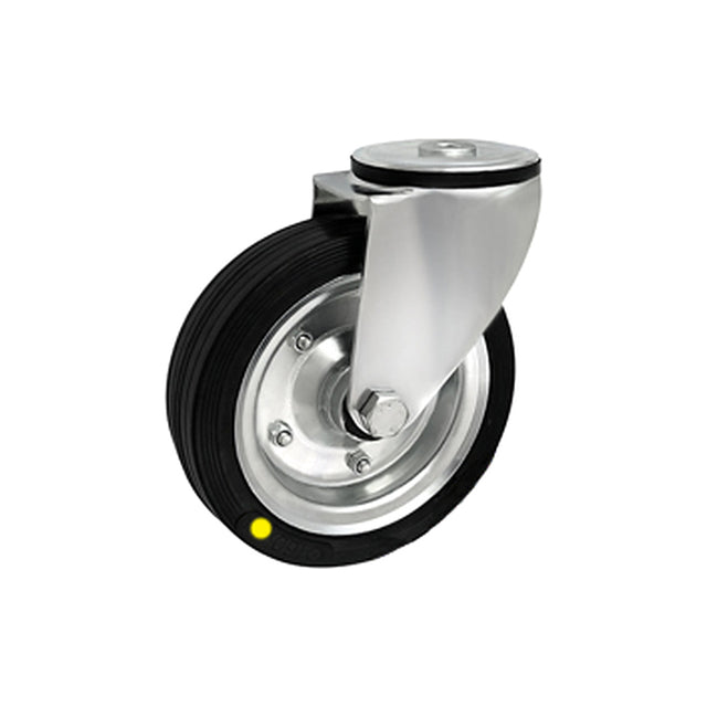 Koło elektrostatyczne metalowo-gumowe 160 mm w obudowie skrętnej z otworem 47N-AS