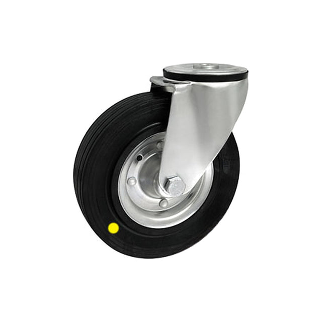 Koło elektrostatyczne metalowo-gumowe 180 mm w obudowie skrętnej z otworem 57-AS