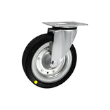 Koło elektrostatyczne metalowo-gumowe 200 mm w obudowie skrętnej 62F-AS