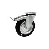 Koło elektrostatyczne metalowo-gumowe 200 mm w obudowie skrętnej z hamulcem 65WH-AS