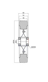 Koło elektrostatyczne metalowo-gumowe 250 mm otwór 25 mm 90Ł/25-AS, rysunek techniczny z wymiarami