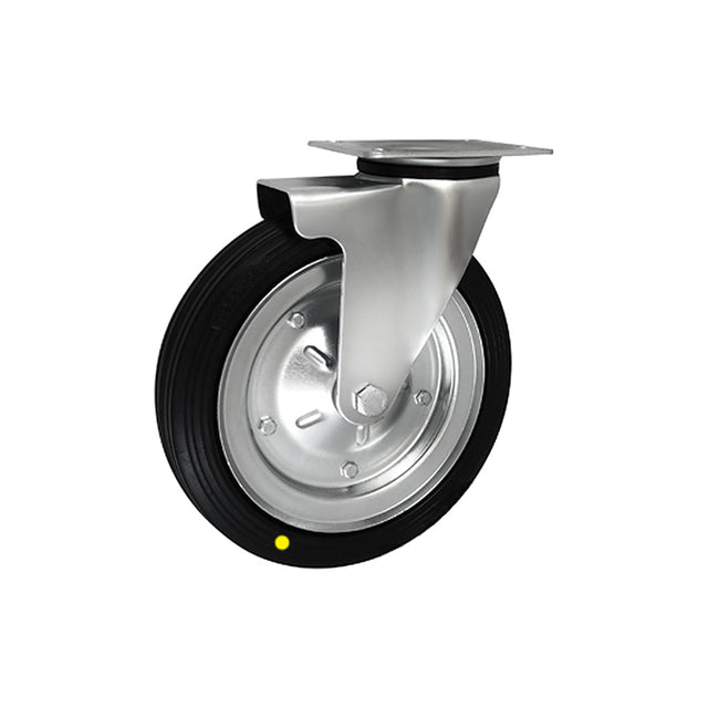 Koło elektrostatyczne metalowo-gumowe 250 mm w obudowie skrętnej 92-AS