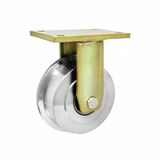 Koło kołnierzowe stalowe V33 145 mm w obudowie stałej z płytą montażową, widok z boku
