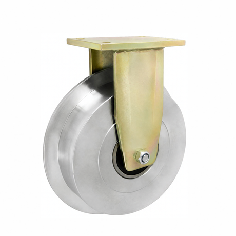 Stalowe koło kołnierzowe V63 240 mm w spawanej obudowie stałej z płytą montażową