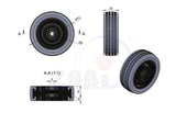 Koło meblowe 75 mm otwór 6 mm M75TPUŁ/6, rysunek techniczny z wymiarami