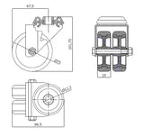 Koło meblowe typu tandem 75 mm w obudowie skrętnej z otworem M77T2, rysunek techniczny