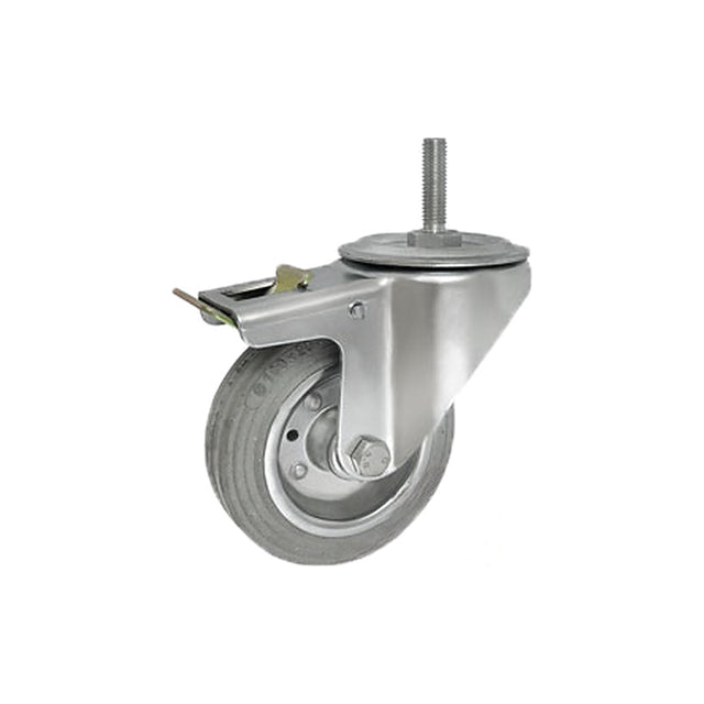 Koło metalowo-gumowe 100 mm w obudowie z trzpieniem M10x35 i hamulcem 16SH*M10