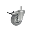 Koło metalowo-gumowe 125 mm w obudowie z trzpieniem M10x35 i hamulcem 26MSH*M10