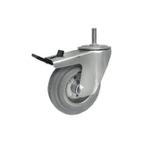 Koło metalowo-gumowe 125 mm w obudowie z trzpieniem M10x35 i hamulcem 26MSH*M10