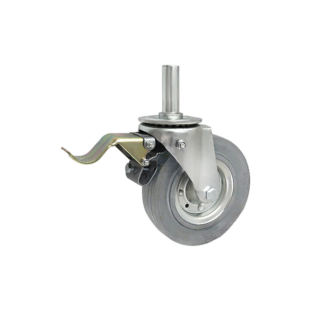 Koło metalowo-gumowe 180 mm w obudowie z trzpieniem ø25x65 i hamulcem 56SH*25