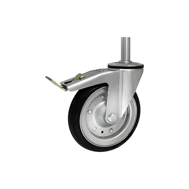Koło metalowo-gumowe 200 mm w obudowie z trzpieniem ø25x65 i hamulcem 66RH*25