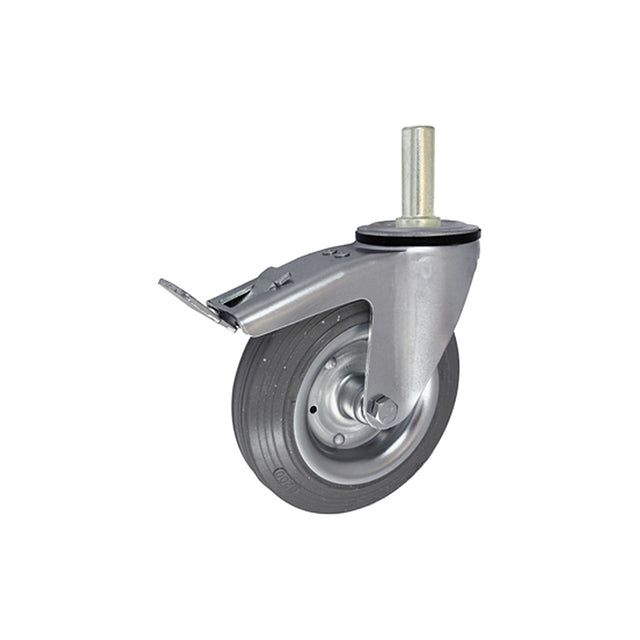 Koło metalowo-gumowe 200 mm w obudowie z trzpieniem ø25x65 i hamulcem 66SH*25