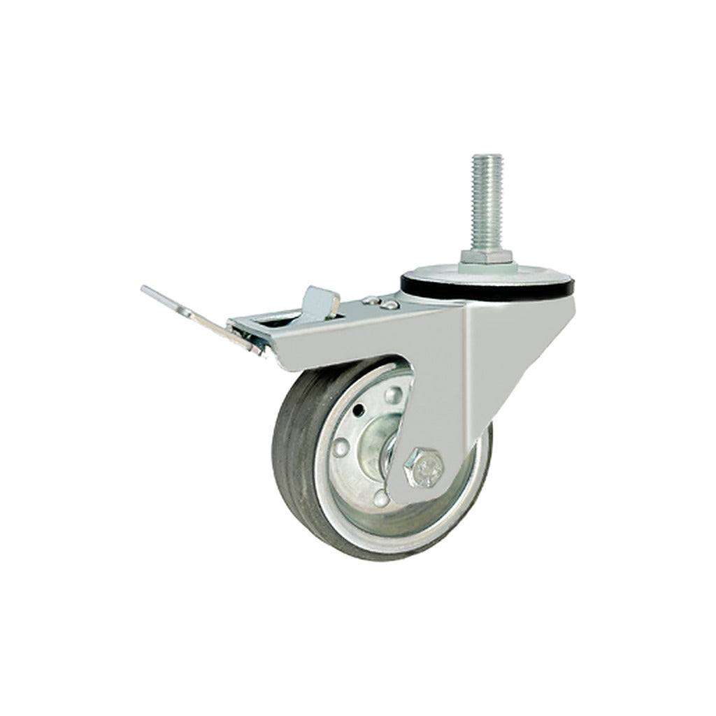 Koło metalowo-gumowe 80 mm w obudowie z trzpieniem M12x35 i hamulcem 7SH*M12