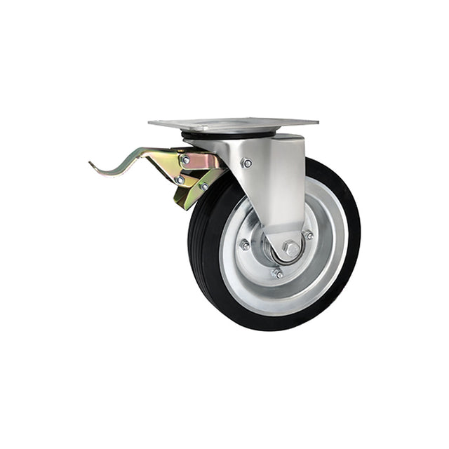 Koło metalowo-gumowe 250 mm w obudowie skrętnej z hamulcem 95NNŁH