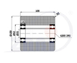 Koło poliamidowe 100x100 do wózka paletowego R-100-100/25, rysunek techniczny z wymiarami