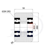 Koło poliamidowe pa6g 80x50 do wózka paletowego R-80-50-PA6G, rysunek techniczny z wymiarami