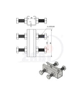 Łącznik profili 20x20 do bramy LP-20/4, rysunek techniczny z wymiarami