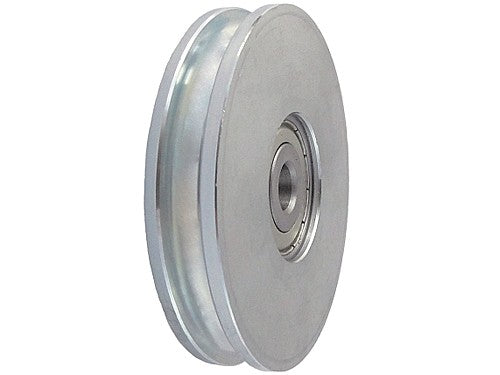 Rolka metalowa CM79/6Ł, jezdna na linkę 6mm, widok z przodu na bieżnię i piastę