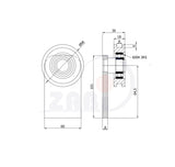Rolka metalowa 68 mm do bramy RJPP-68-18, rysunek techniczny z wymiarami