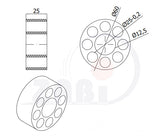 Rolka no crush 60 mm KNC-60-25/25, rysunek techniczny z wymiarami