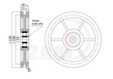 Rolka poliamidowa na linkę ø6 mm 120 mm z łożyskiem C120/6Ł, rysunek techniczny z wymiarami