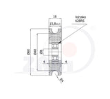 Rolka poliamidowa na linkę ø8 mm 60 mm z łożyskiem C60/8Ł/8, rysunek techniczny z wymiarami