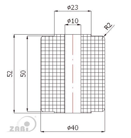 Rolka poliamidowa 40 mm otwór 10 mm bez łożysk RB-40, rysunek techniczny z wymiarami