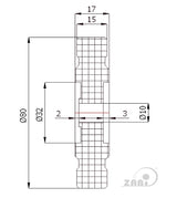 Rolka poliamidowa 80 mm otwór 10 mm bez łożysk RB-80-17/10, rysunek techniczny z wymiarami