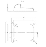 Stoper bramy skrzydłowej 157x138 mm SM-158, rysunek techniczny z wymiarami